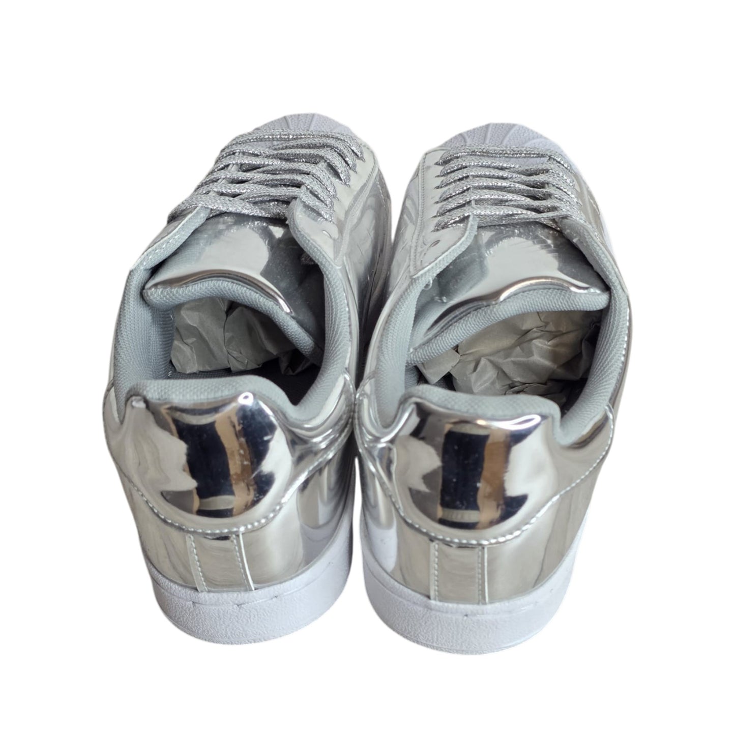 SparkGlow women silver casual trainers lace up sneakers