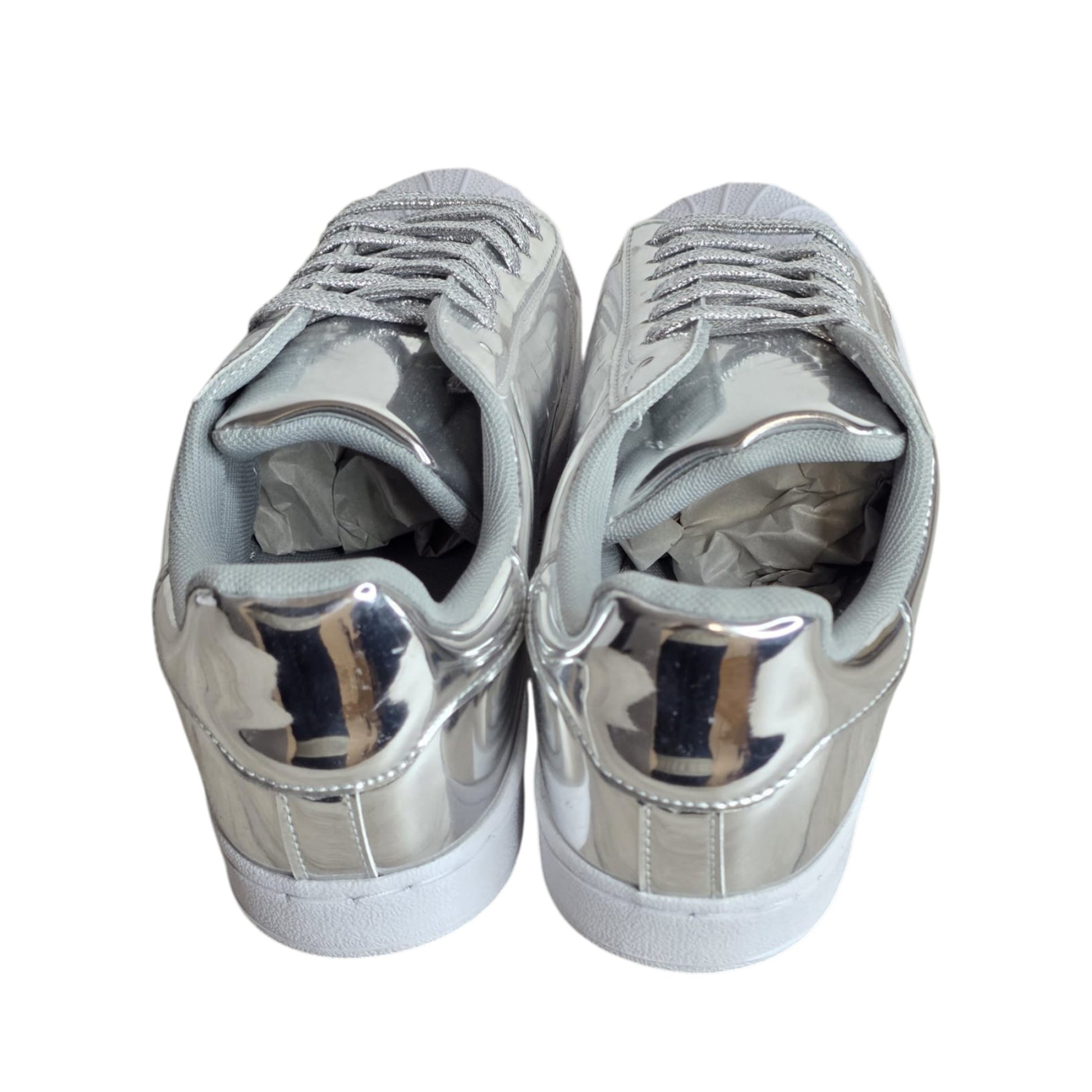 SparkGlow women silver casual trainers lace up sneakers