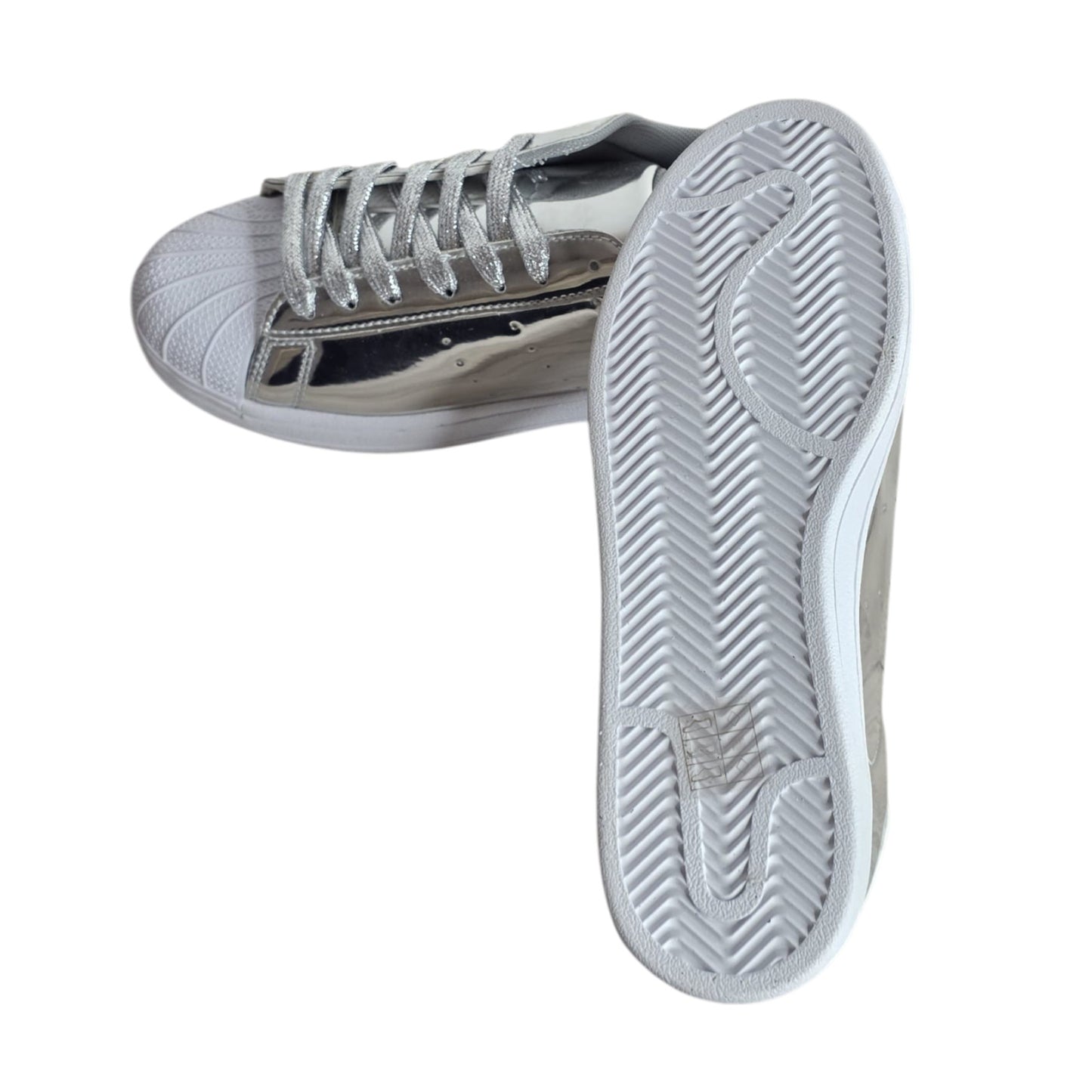 SparkGlow women silver casual trainers lace up sneakers